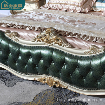 Ensemble de meubles de chambre à coucher européens de luxe en or royal
